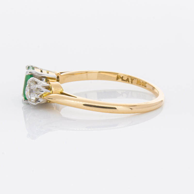Deja Vu 17ct Yellow Gold & Platinum .50ct Emerald & Diamond Ring-Ring-Walker & Hall