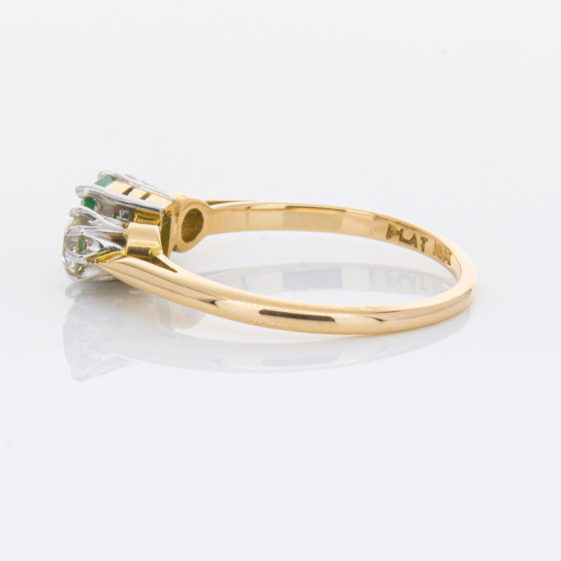Deja Vu 17ct Yellow Gold & Platinum .50ct Emerald & Diamond Ring-Ring-Walker & Hall