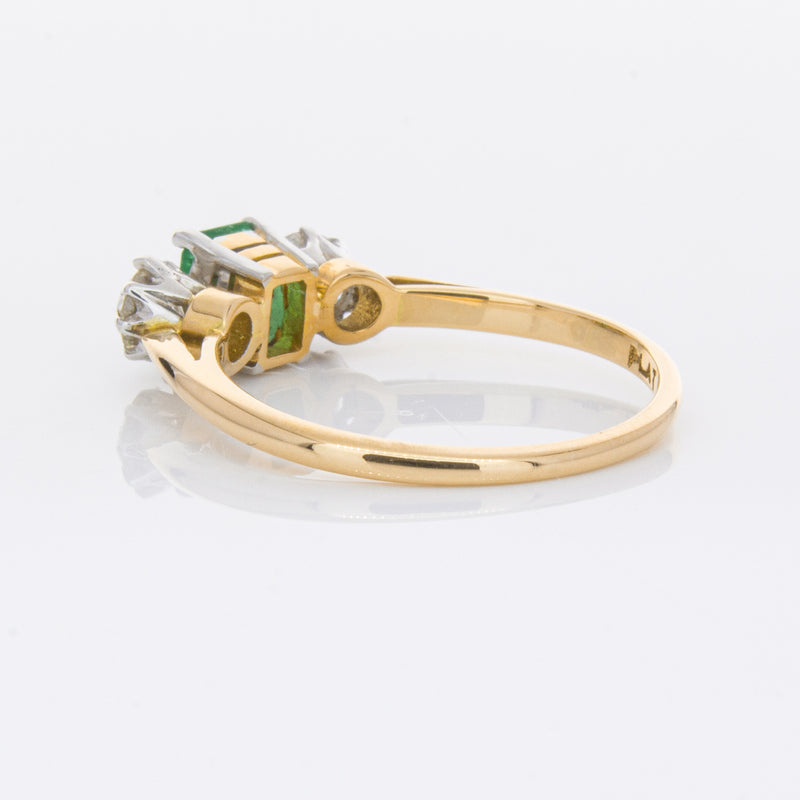 Deja Vu 17ct Yellow Gold & Platinum .50ct Emerald & Diamond Ring-Ring-Walker & Hall