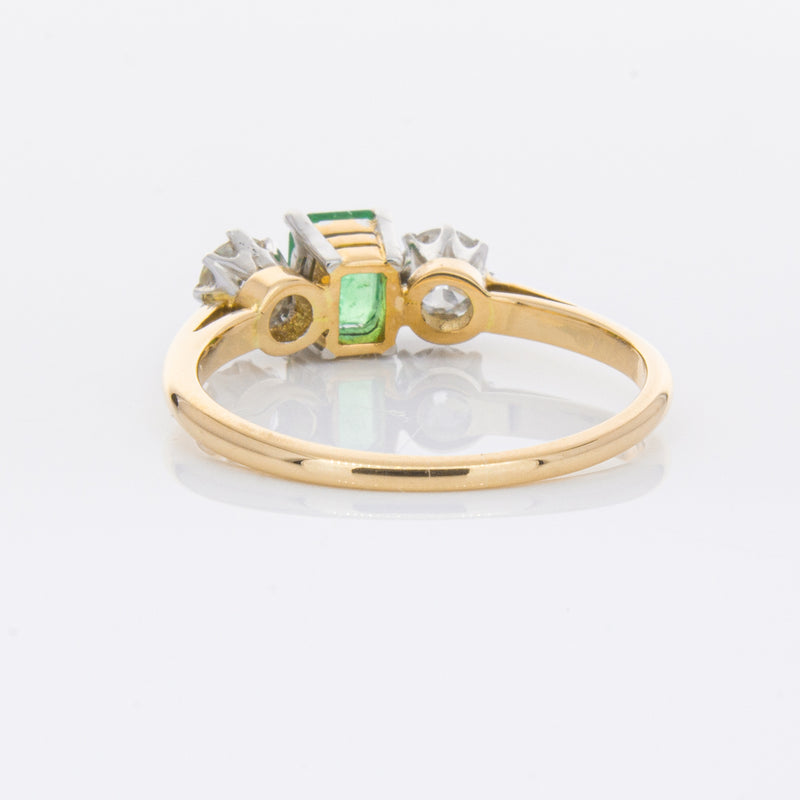 Deja Vu 17ct Yellow Gold & Platinum .50ct Emerald & Diamond Ring-Ring-Walker & Hall