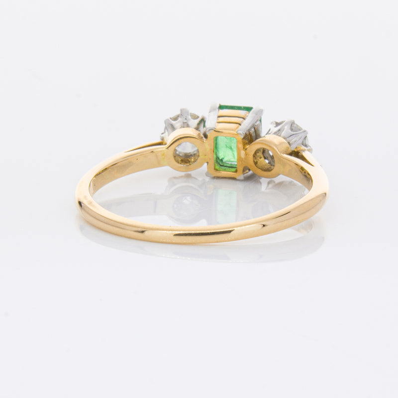 Deja Vu 17ct Yellow Gold & Platinum .50ct Emerald & Diamond Ring-Ring-Walker & Hall