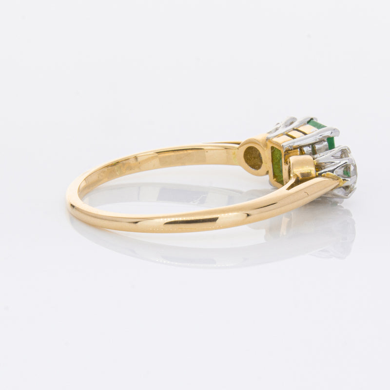 Deja Vu 17ct Yellow Gold & Platinum .50ct Emerald & Diamond Ring-Ring-Walker & Hall