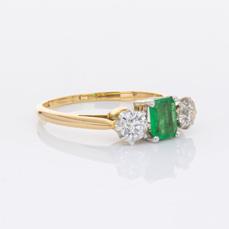 Deja Vu 17ct Yellow Gold & Platinum .50ct Emerald & Diamond Ring-Ring-Walker & Hall