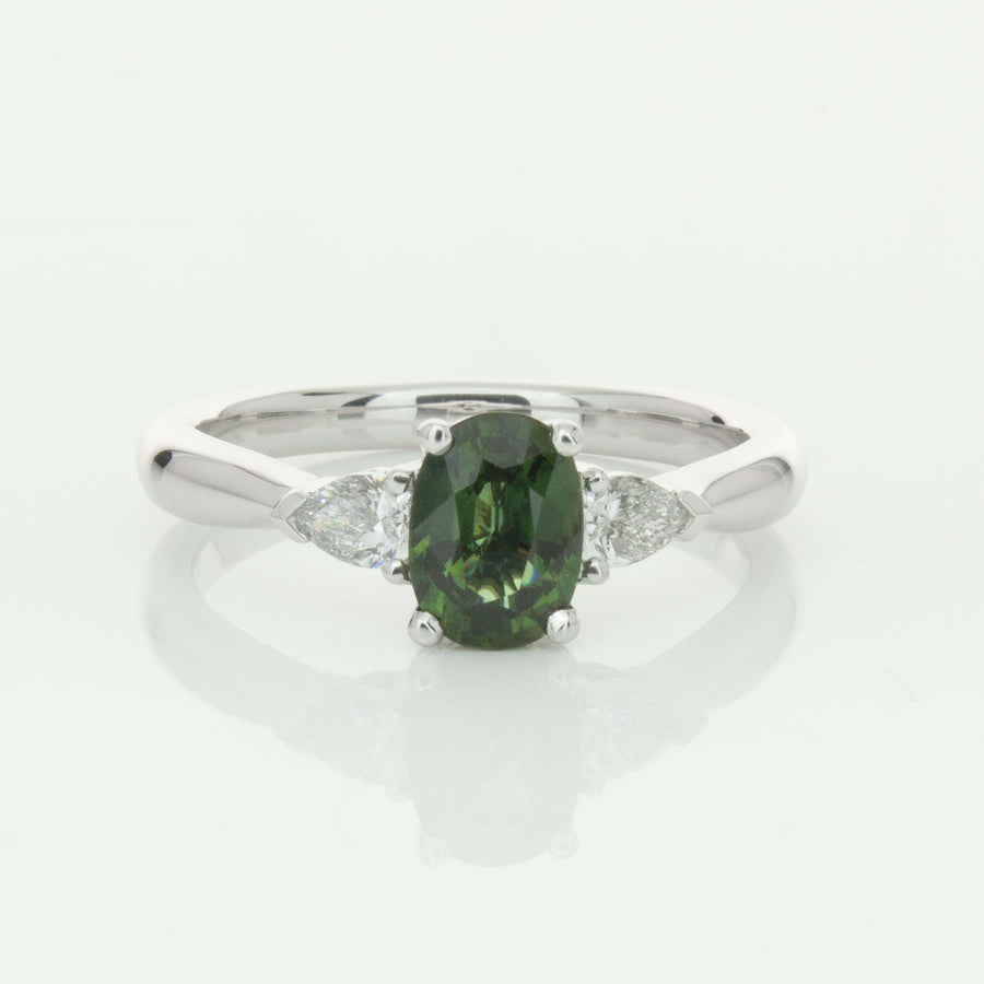 18ct White Gold 1.00ct Green Sapphire & Diamond Ayla Ring