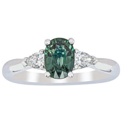 18ct White Gold 1.00ct Green Sapphire & Diamond Ayla Ring