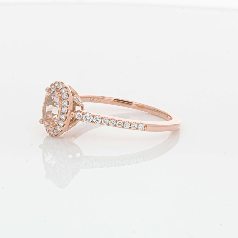 18ct Rose Gold .64ct Morganite & Diamond Mini Sierra Ring-Ring-Walker & Hall