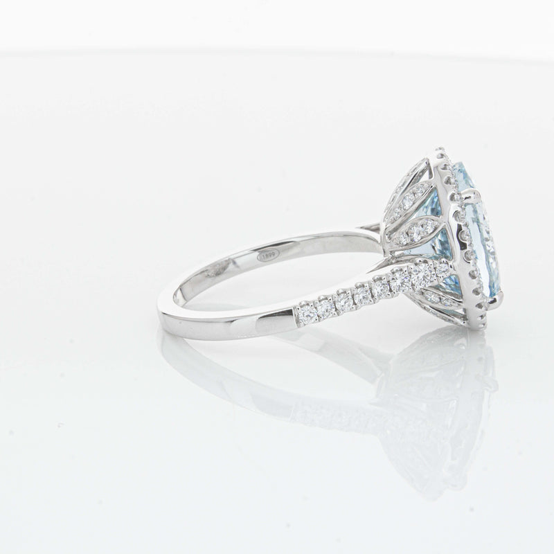 18ct White Gold 5.30ct Aquamarine & Diamond Sierra Ring-Ring-Walker & Hall