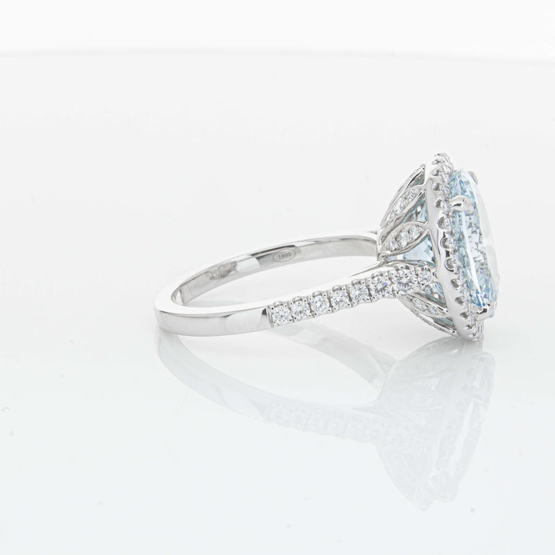 18ct White Gold 5.30ct Aquamarine & Diamond Sierra Ring-Ring-Walker & Hall