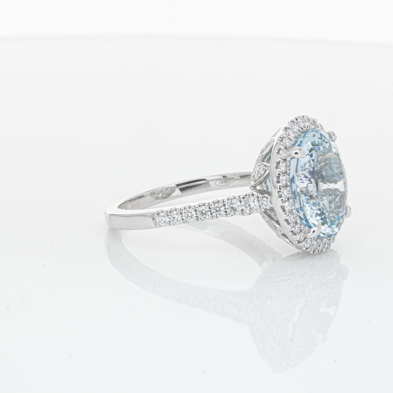 18ct White Gold 5.30ct Aquamarine & Diamond Sierra Ring-Ring-Walker & Hall
