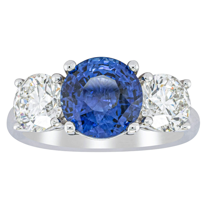 18ct White Gold 3.51ct Sapphire & Diamond Trinity Ring