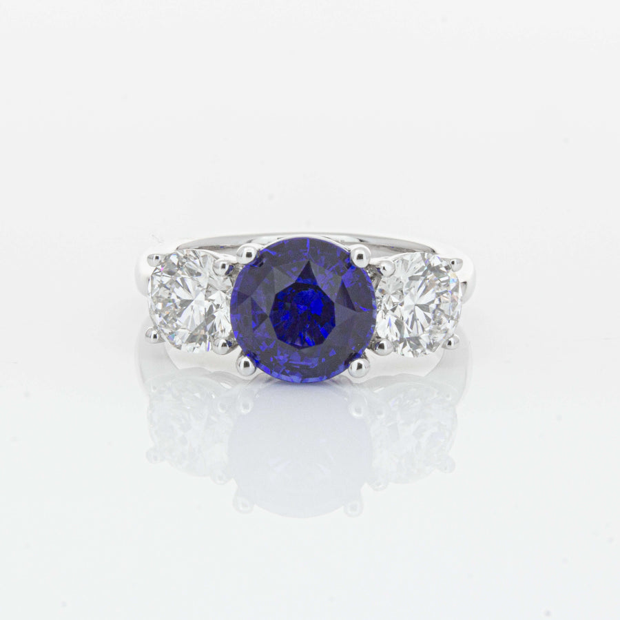 18ct White Gold 3.51ct Sapphire & Diamond Trinity Ring