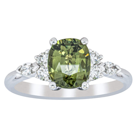 18ct White Gold 1.78ct Green Sapphire & Diamond Oriana Ring