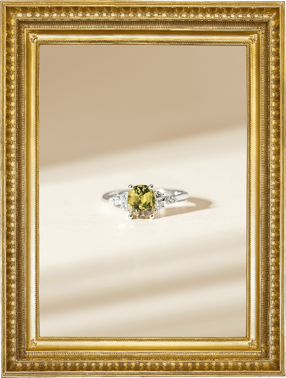 Green Sapphire & Diamond Oriana Ring