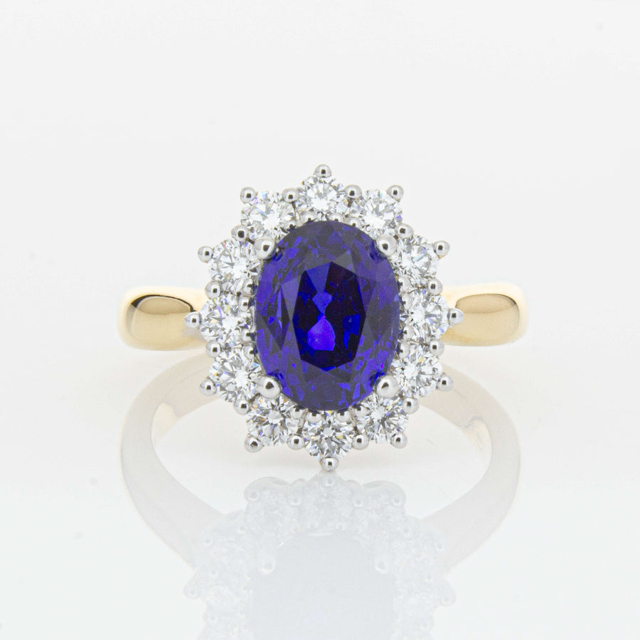 18ct Yellow Gold 3.16ct Sapphire & Diamond Belle Ring