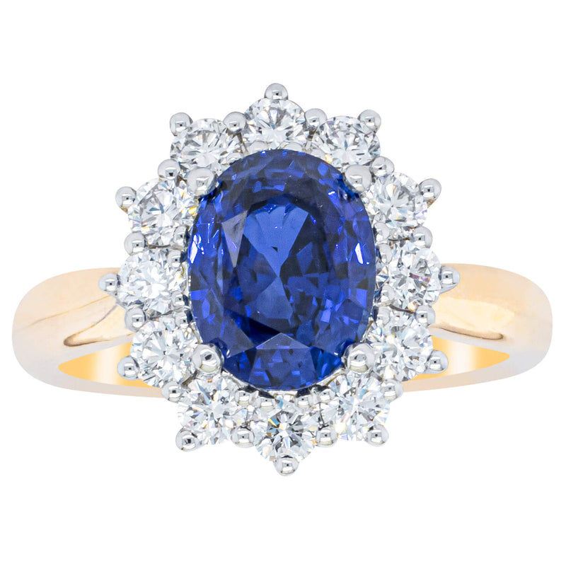 18ct Yellow Gold 3.16ct Sapphire & Diamond Belle Ring