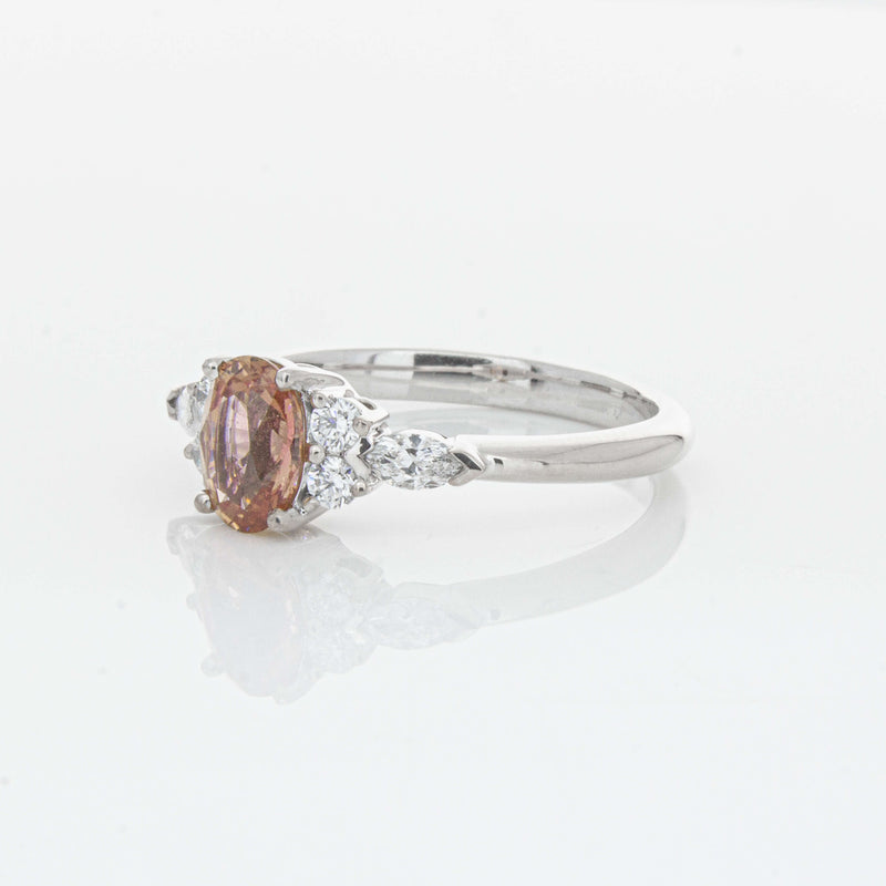 18ct White Gold 1.06ct Pink Sapphire & Diamond Oriana Ring-Ring-Walker & Hall