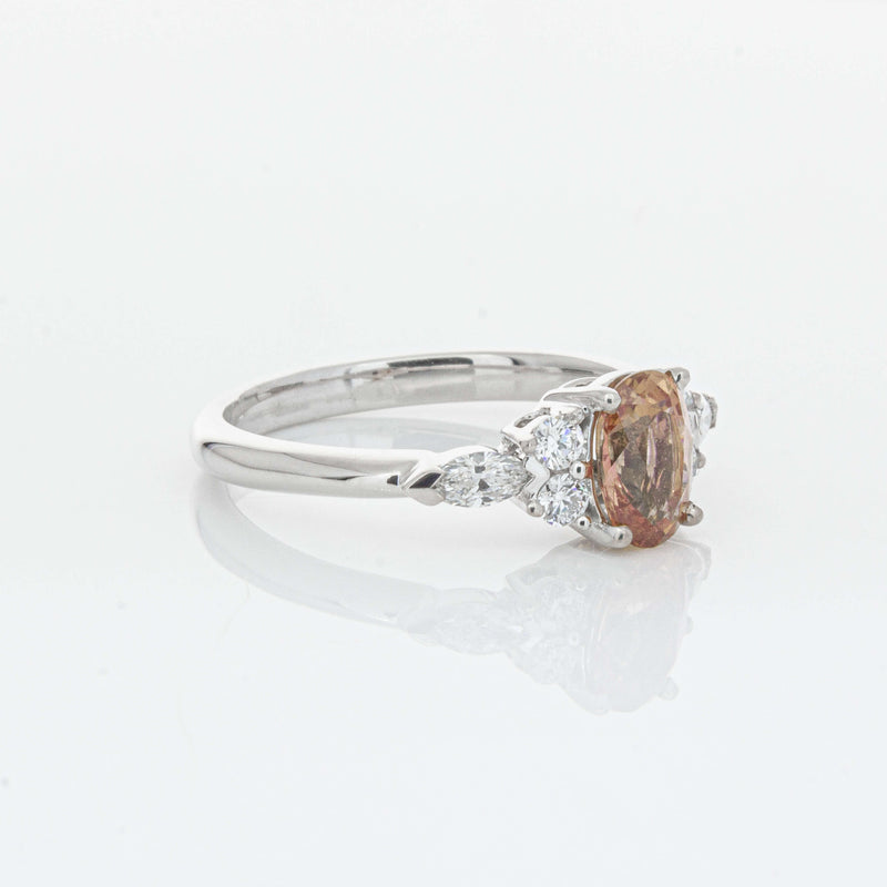 18ct White Gold 1.06ct Pink Sapphire & Diamond Oriana Ring-Ring-Walker & Hall