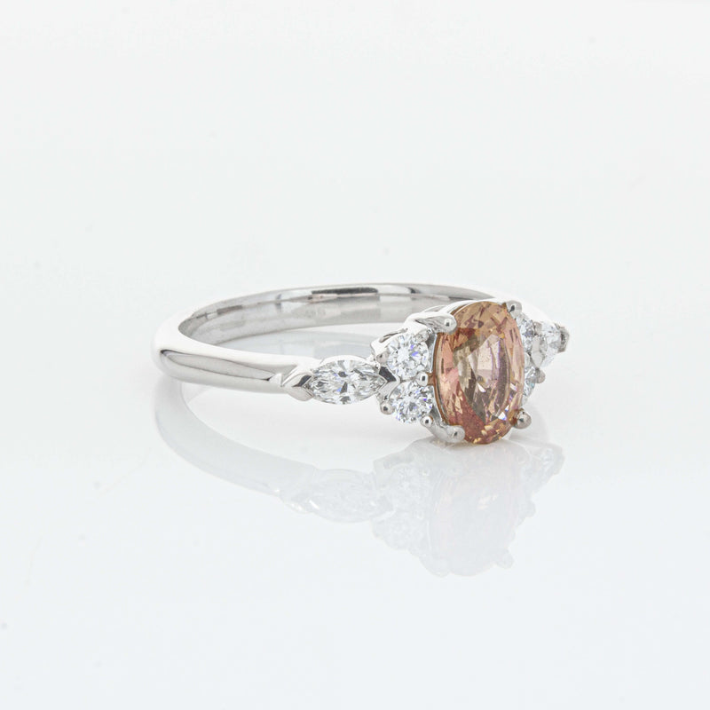 18ct White Gold 1.06ct Pink Sapphire & Diamond Oriana Ring-Ring-Walker & Hall