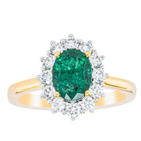 18ct Yellow Gold 1.40ct Emerald & Diamond Belle Ring