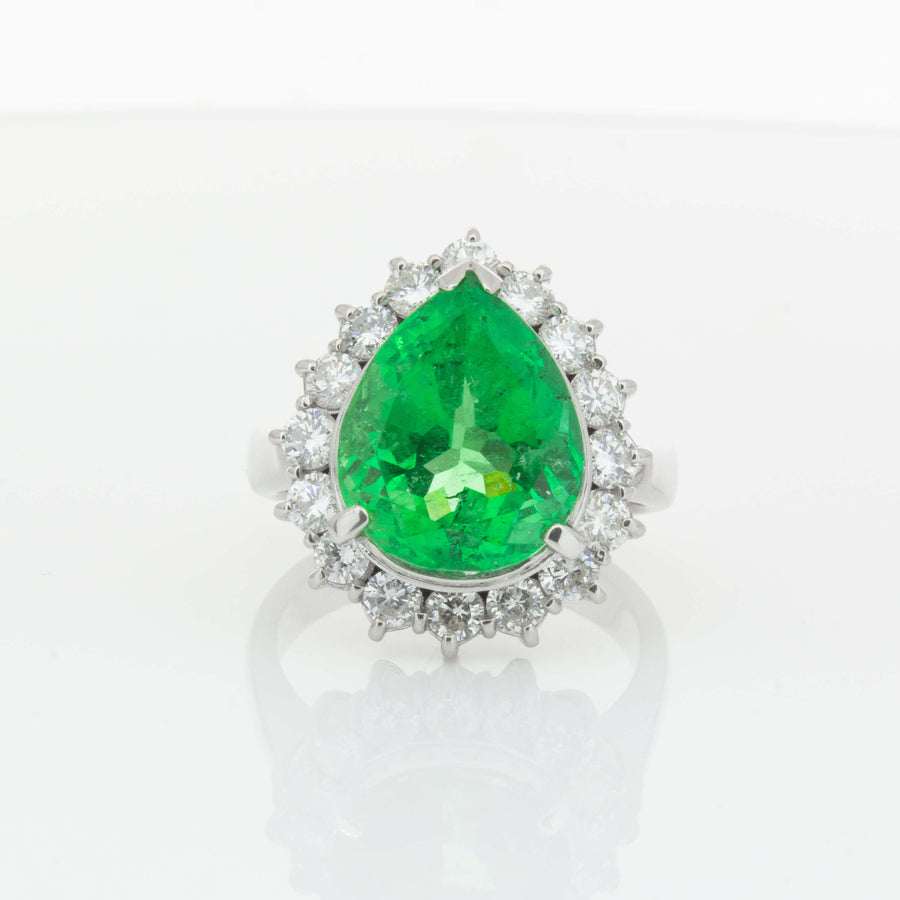 Deja Vu Platinum 4.78ct Emerald & Diamond Ring