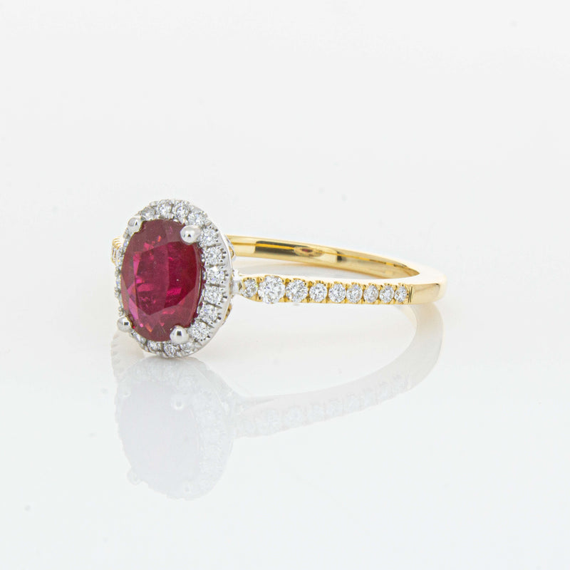 18ct Yellow Gold 1.09ct Ruby & Diamond Mini Sierra Ring-Ring-Walker & Hall