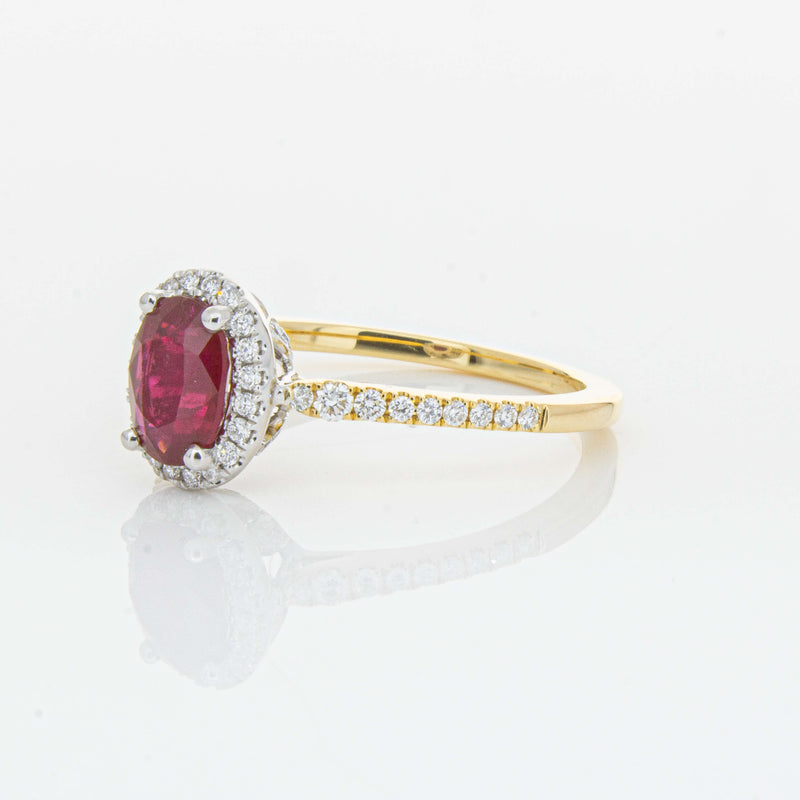 18ct Yellow Gold 1.09ct Ruby & Diamond Mini Sierra Ring-Ring-Walker & Hall