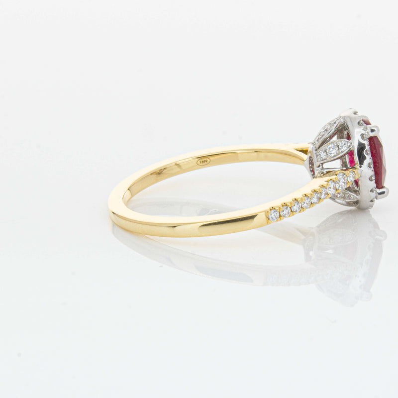 18ct Yellow Gold 1.09ct Ruby & Diamond Mini Sierra Ring-Ring-Walker & Hall