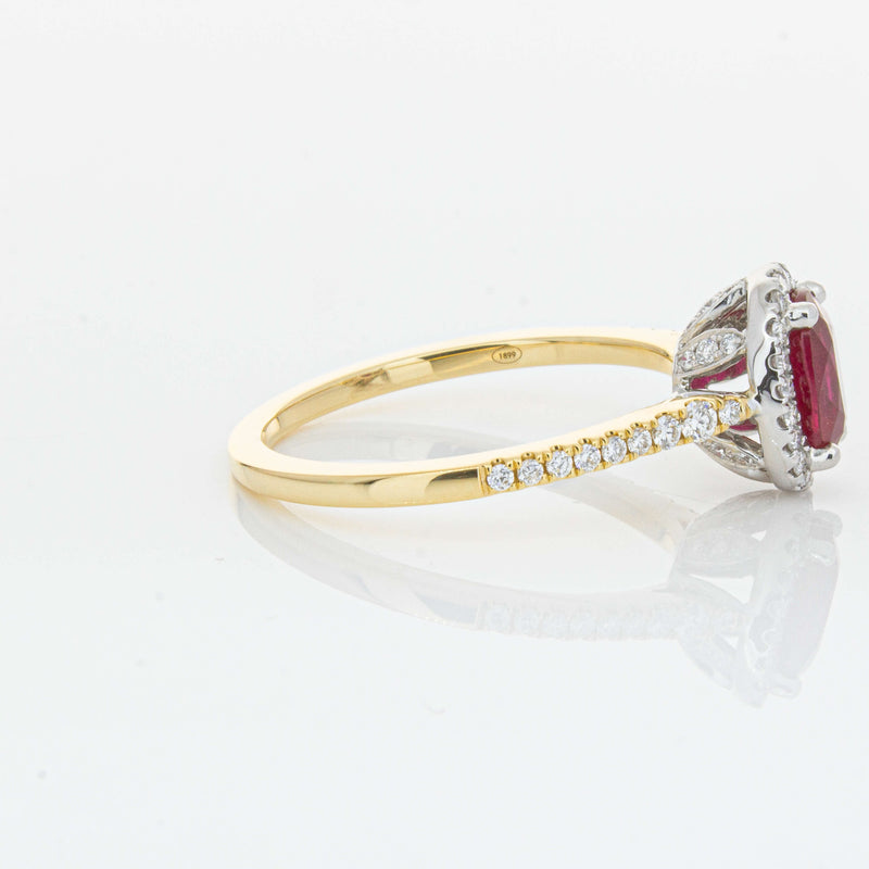 18ct Yellow Gold 1.09ct Ruby & Diamond Mini Sierra Ring-Ring-Walker & Hall