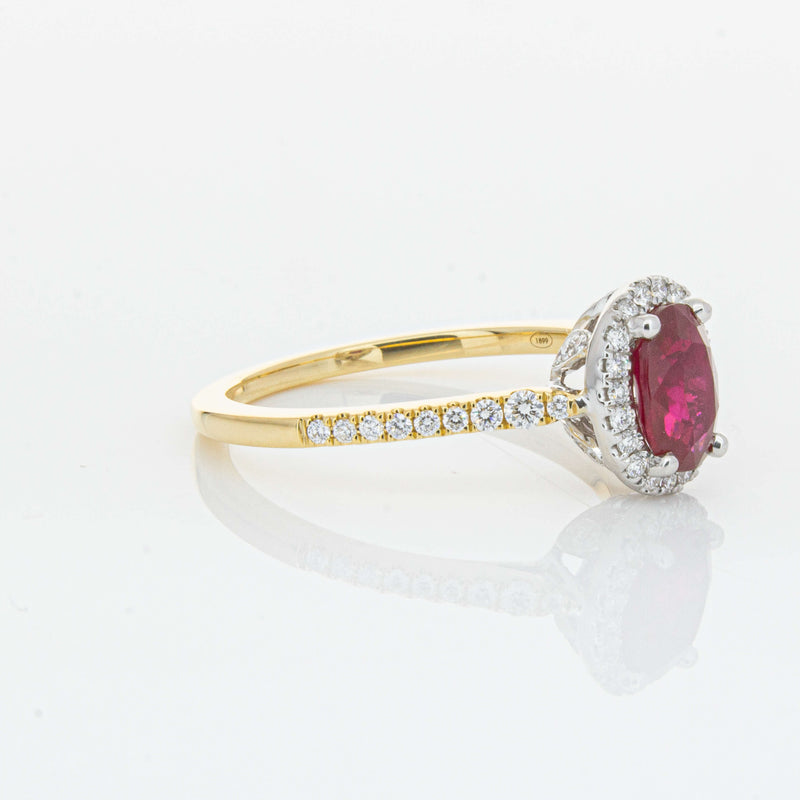 18ct Yellow Gold 1.09ct Ruby & Diamond Mini Sierra Ring-Ring-Walker & Hall
