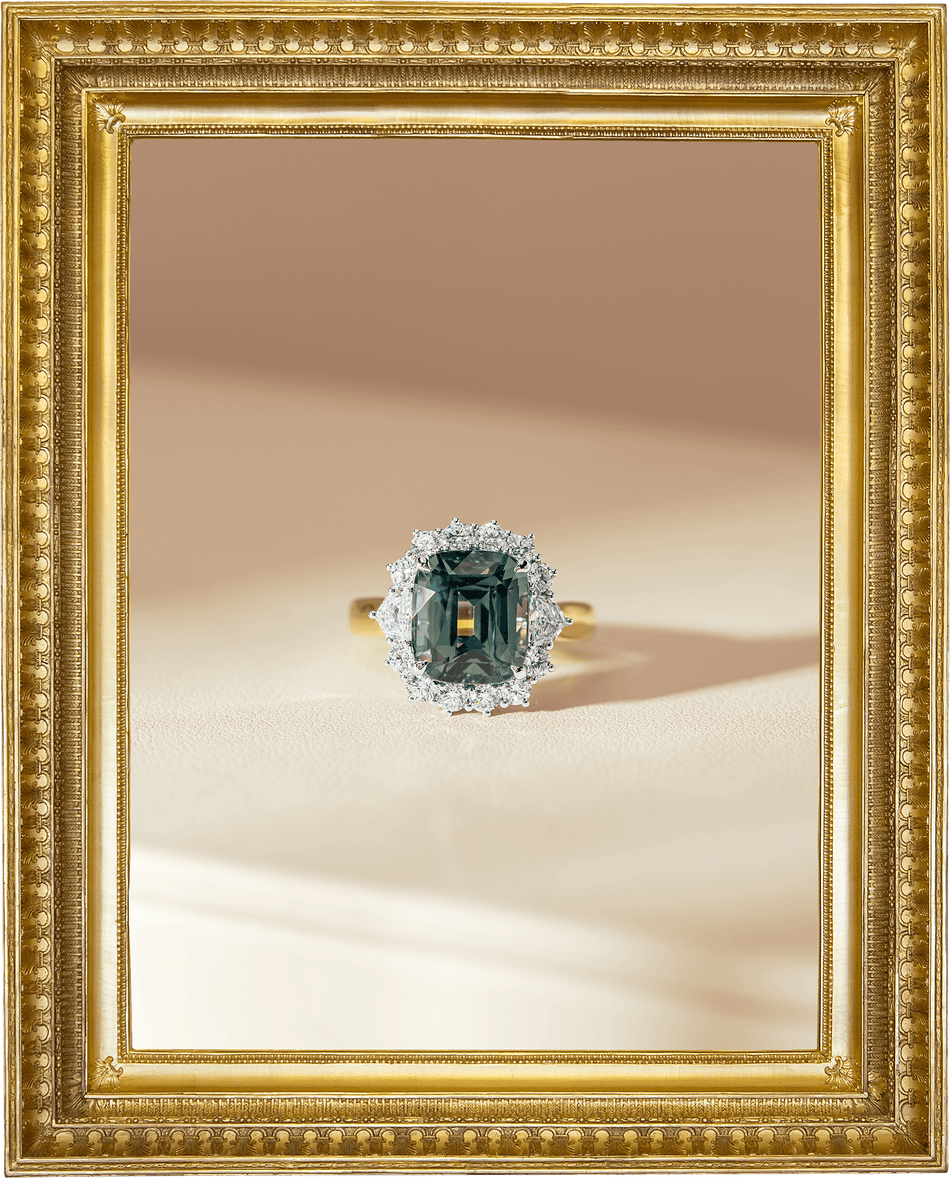 Teal Tourmaline and Diamond Ring