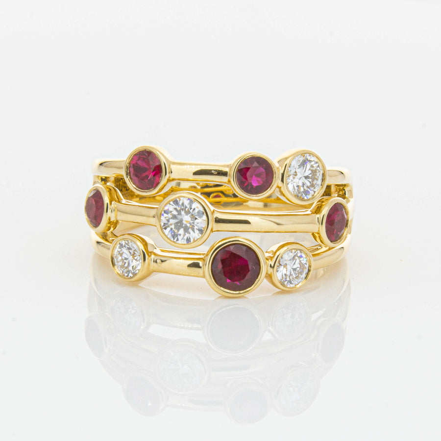 18ct Yellow Gold Ruby & Diamond Ring