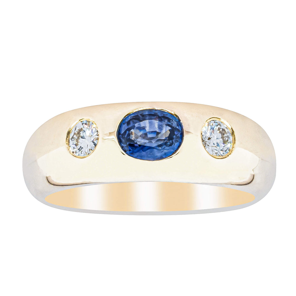 9ct Yellow Gold Sapphire & Diamond Ring