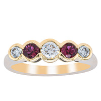 18ct Yellow Gold Ruby & Diamond Five-Stone Natalia Ring