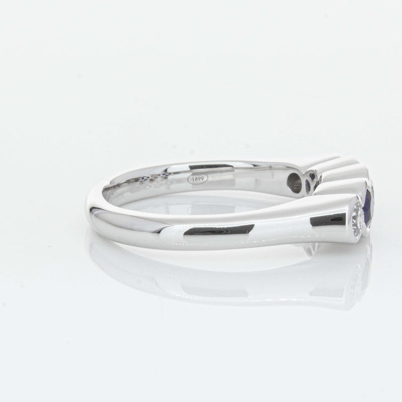 18ct White Gold Sapphire & Diamond Five-Stone Natalia Ring-Ring-Walker & Hall