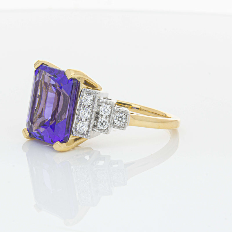 18ct Yellow Gold 7.03ct Tanzanite & Diamond Maya Ring-Ring-Walker & Hall