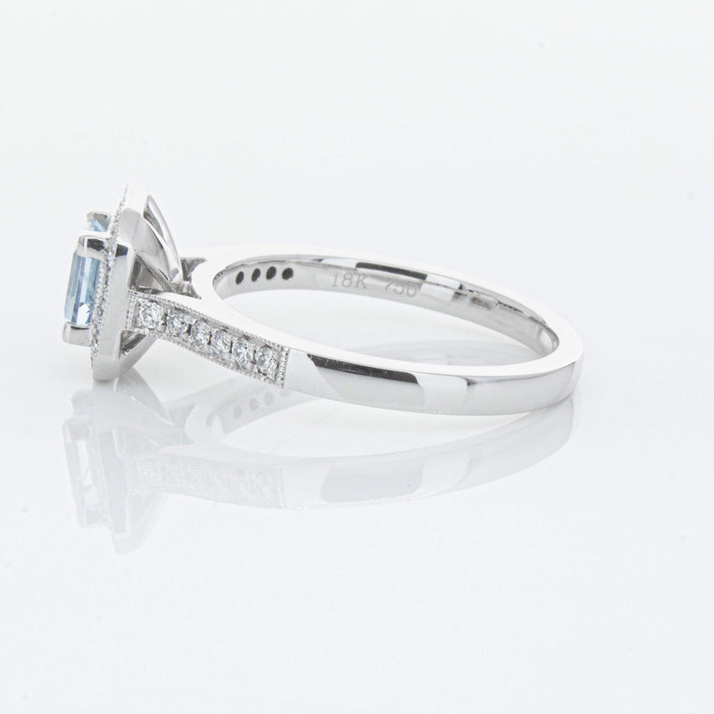 18ct White Gold .46ct Aquamarine & Diamond Mandalay Ring-Ring-Walker & Hall