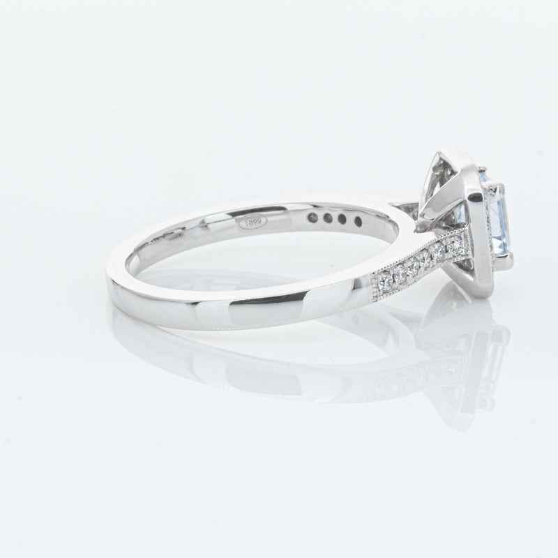 18ct White Gold .46ct Aquamarine & Diamond Mandalay Ring-Ring-Walker & Hall