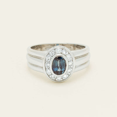 Deja Vu 9ct White Gold 1.00ct Sapphire & Diamond Ring - Ring - Walker & Hall