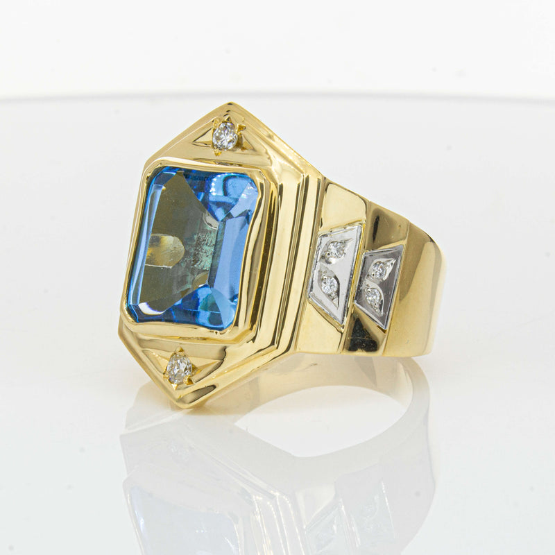 Deja Vu 18ct Yellow Gold 6.00ct Blue Topaz & Diamond Ring-Ring-Walker & Hall