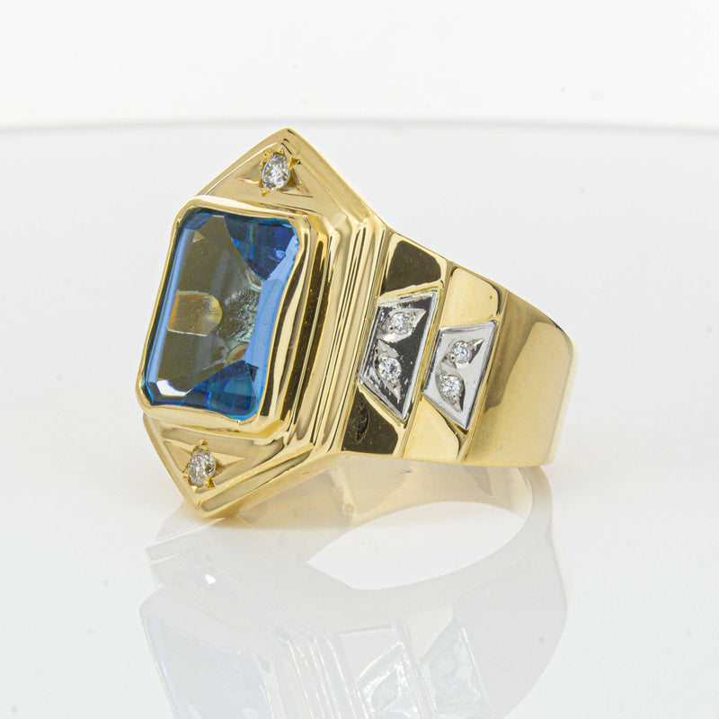 Deja Vu 18ct Yellow Gold 6.00ct Blue Topaz & Diamond Ring-Ring-Walker & Hall