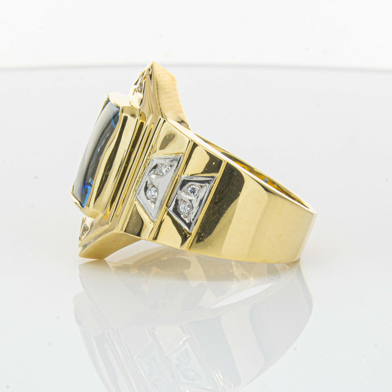 Deja Vu 18ct Yellow Gold 6.00ct Blue Topaz & Diamond Ring-Ring-Walker & Hall