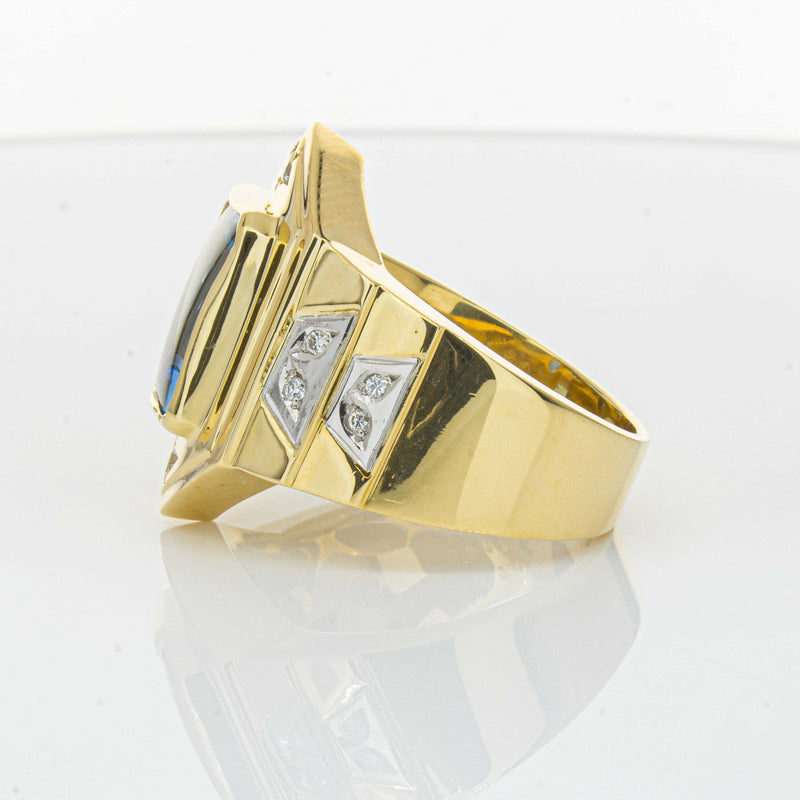 Deja Vu 18ct Yellow Gold 6.00ct Blue Topaz & Diamond Ring-Ring-Walker & Hall