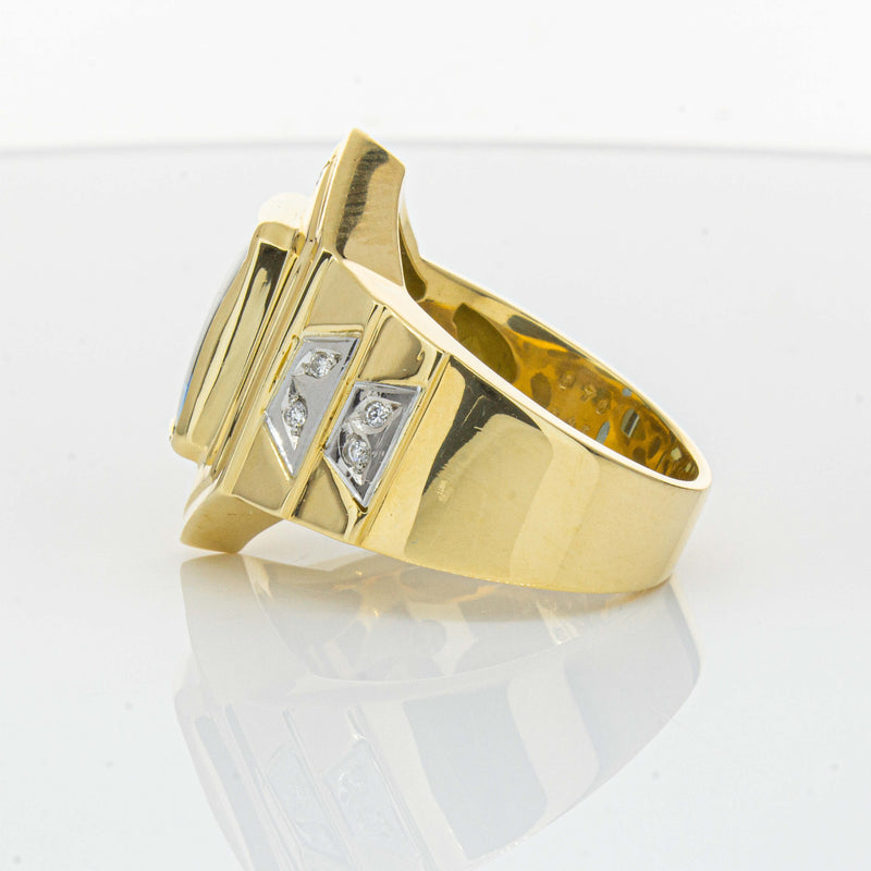 Deja Vu 18ct Yellow Gold 6.00ct Blue Topaz & Diamond Ring-Ring-Walker & Hall