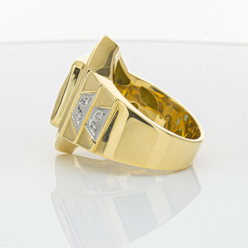 Deja Vu 18ct Yellow Gold 6.00ct Blue Topaz & Diamond Ring-Ring-Walker & Hall