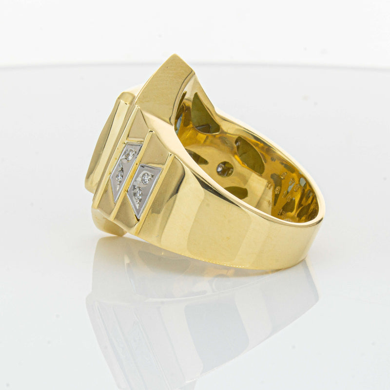 Deja Vu 18ct Yellow Gold 6.00ct Blue Topaz & Diamond Ring-Ring-Walker & Hall