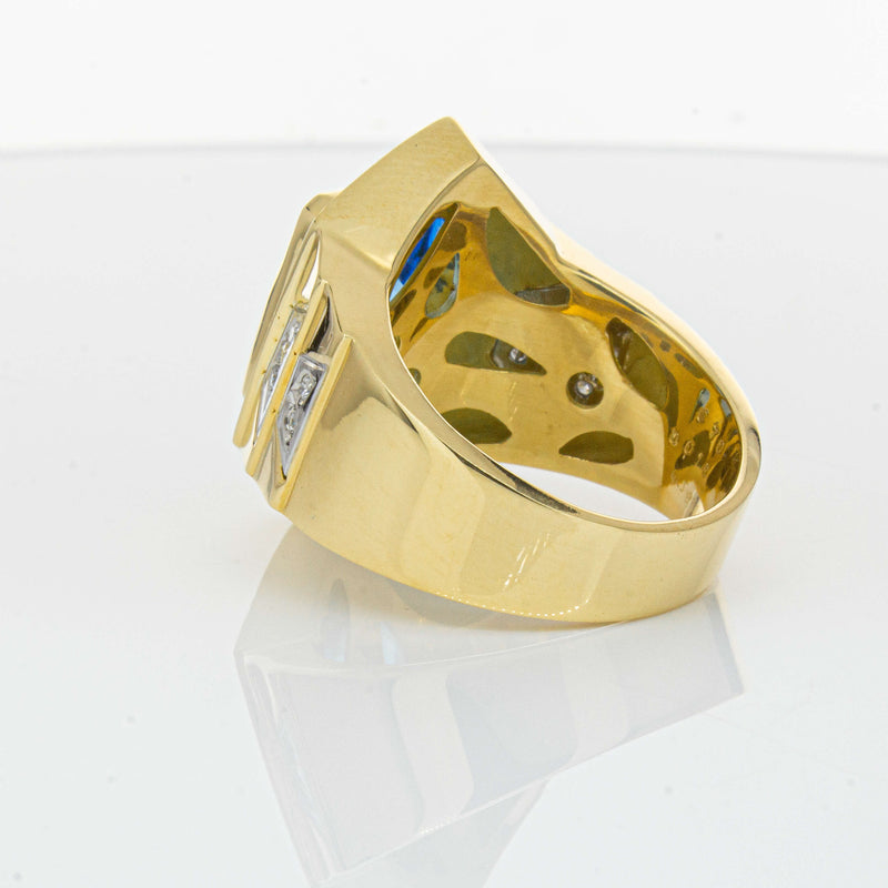 Deja Vu 18ct Yellow Gold 6.00ct Blue Topaz & Diamond Ring-Ring-Walker & Hall