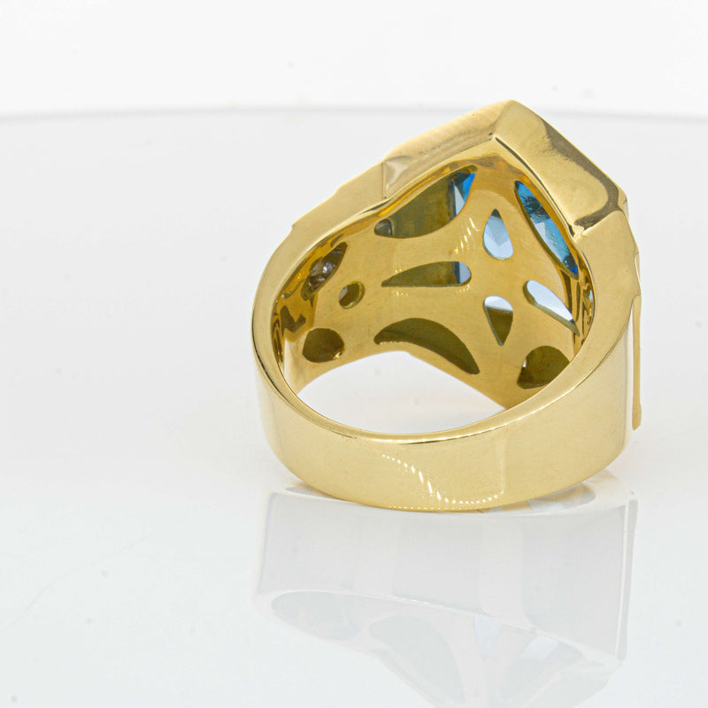 Deja Vu 18ct Yellow Gold 6.00ct Blue Topaz & Diamond Ring-Ring-Walker & Hall
