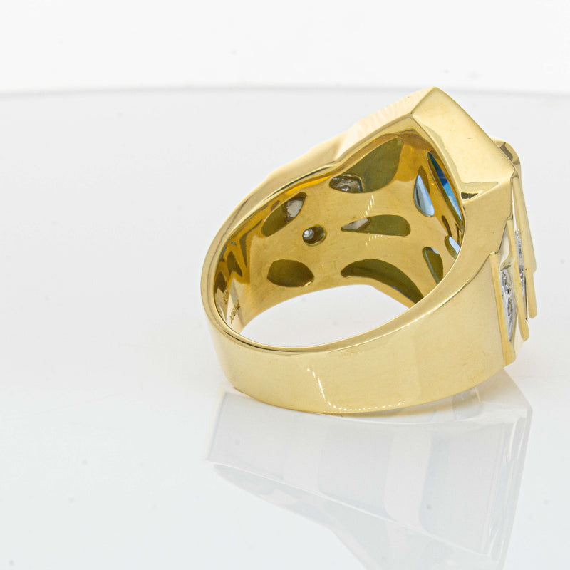 Deja Vu 18ct Yellow Gold 6.00ct Blue Topaz & Diamond Ring-Ring-Walker & Hall