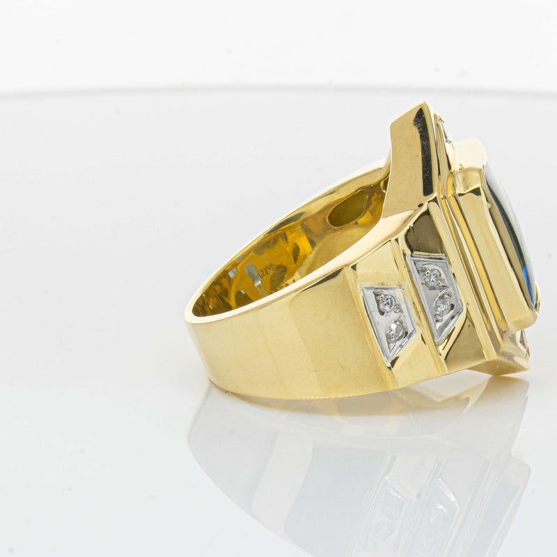 Deja Vu 18ct Yellow Gold 6.00ct Blue Topaz & Diamond Ring-Ring-Walker & Hall