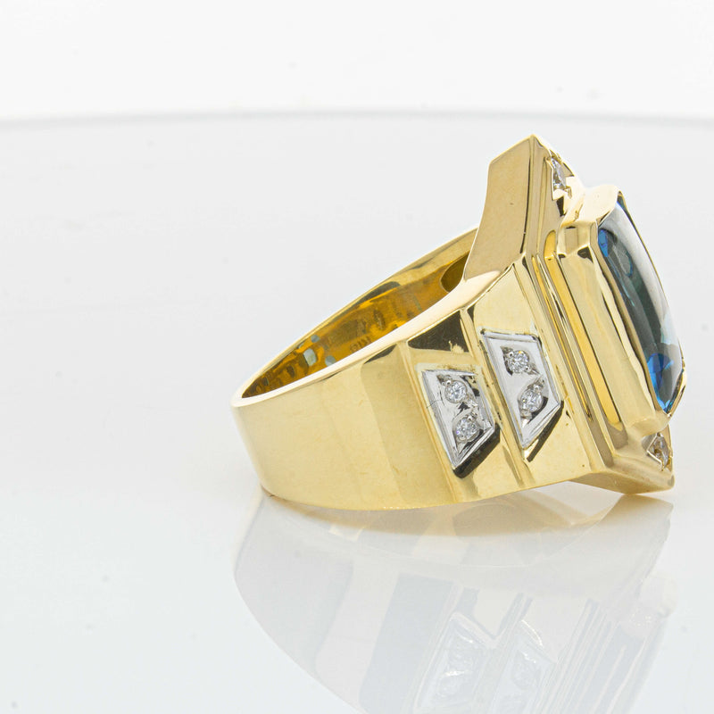 Deja Vu 18ct Yellow Gold 6.00ct Blue Topaz & Diamond Ring-Ring-Walker & Hall